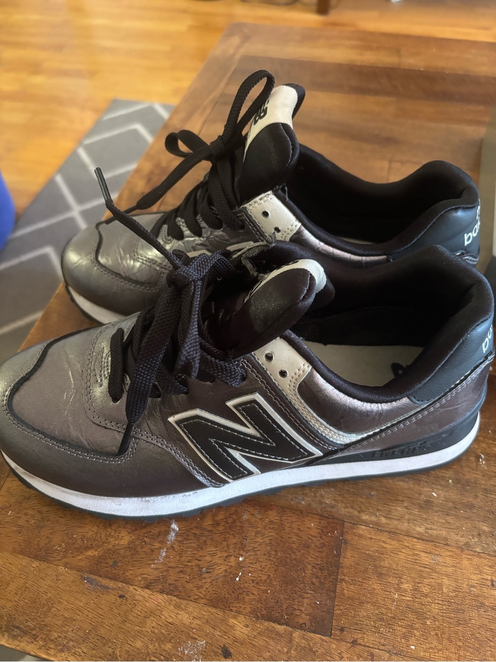 New Balance Metallic Gray & Black Sneakers